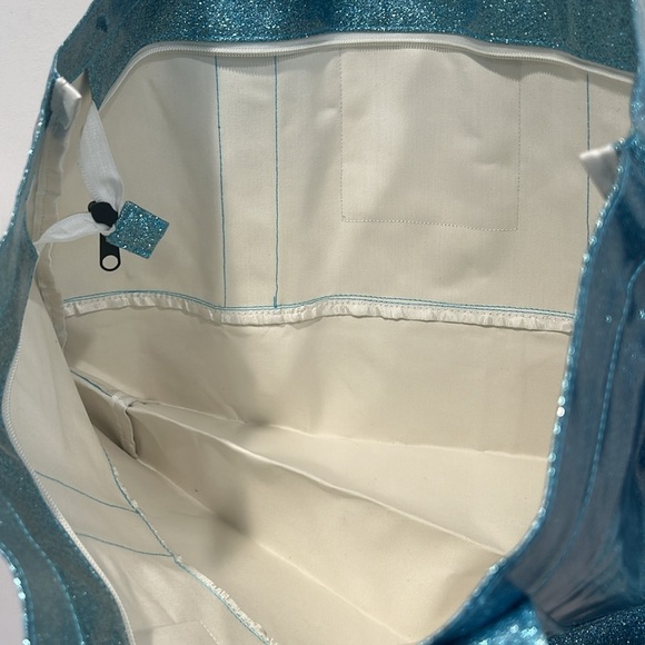 Opening Ceremony Shimmering Teal Tote should bag dead stock blue glitter new - Picture 9 of 13